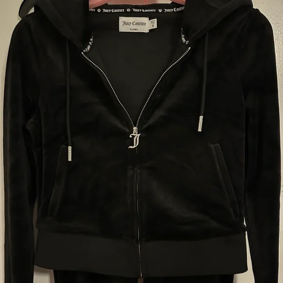 NW/OT! Juicy Couture Velour Black Gemini Track Suit sweatsuit women size X-SMALL - Picture 6 of 12